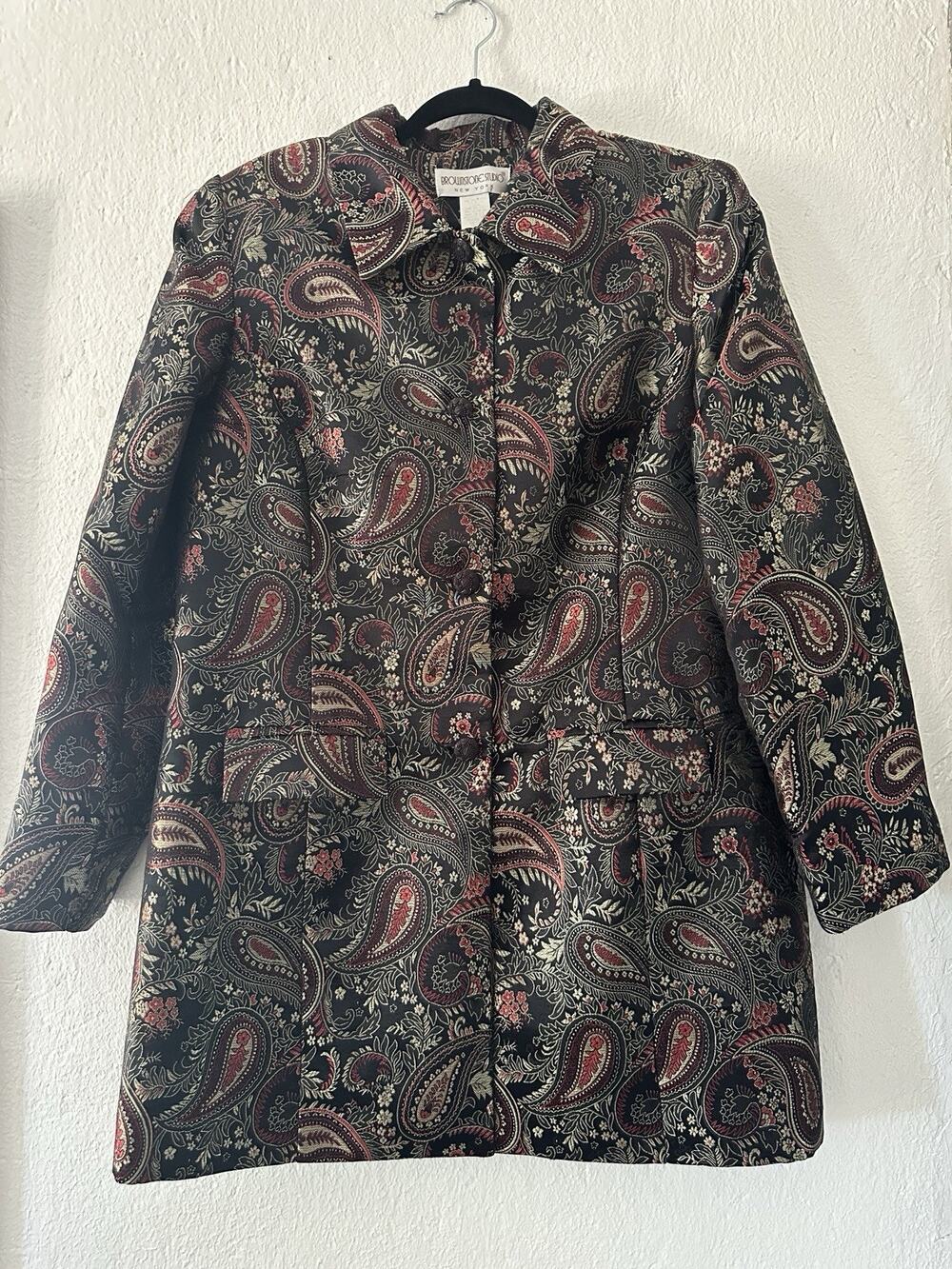 Vintage Brownstone Studio Brocase Paisley Mid-Length Jacket Tapestry Blazer 14
